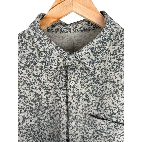 Lululemon mens large button down shirt green abstract print long sleeve - Picture 3 of 8